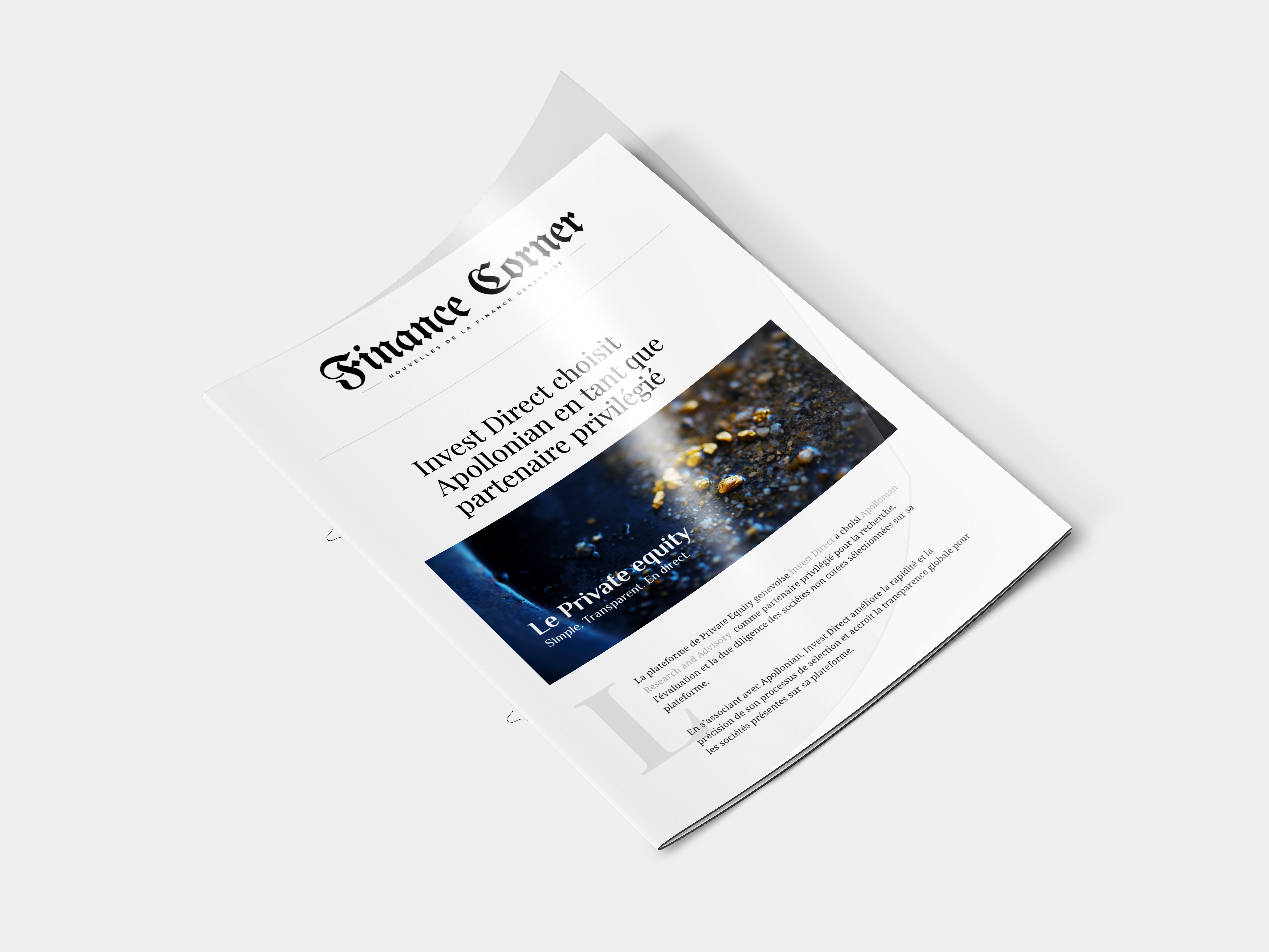 Extrait article de Presse Finance Corner sur INVEST DIRECT et son nouveau parternariat avec Apollonian