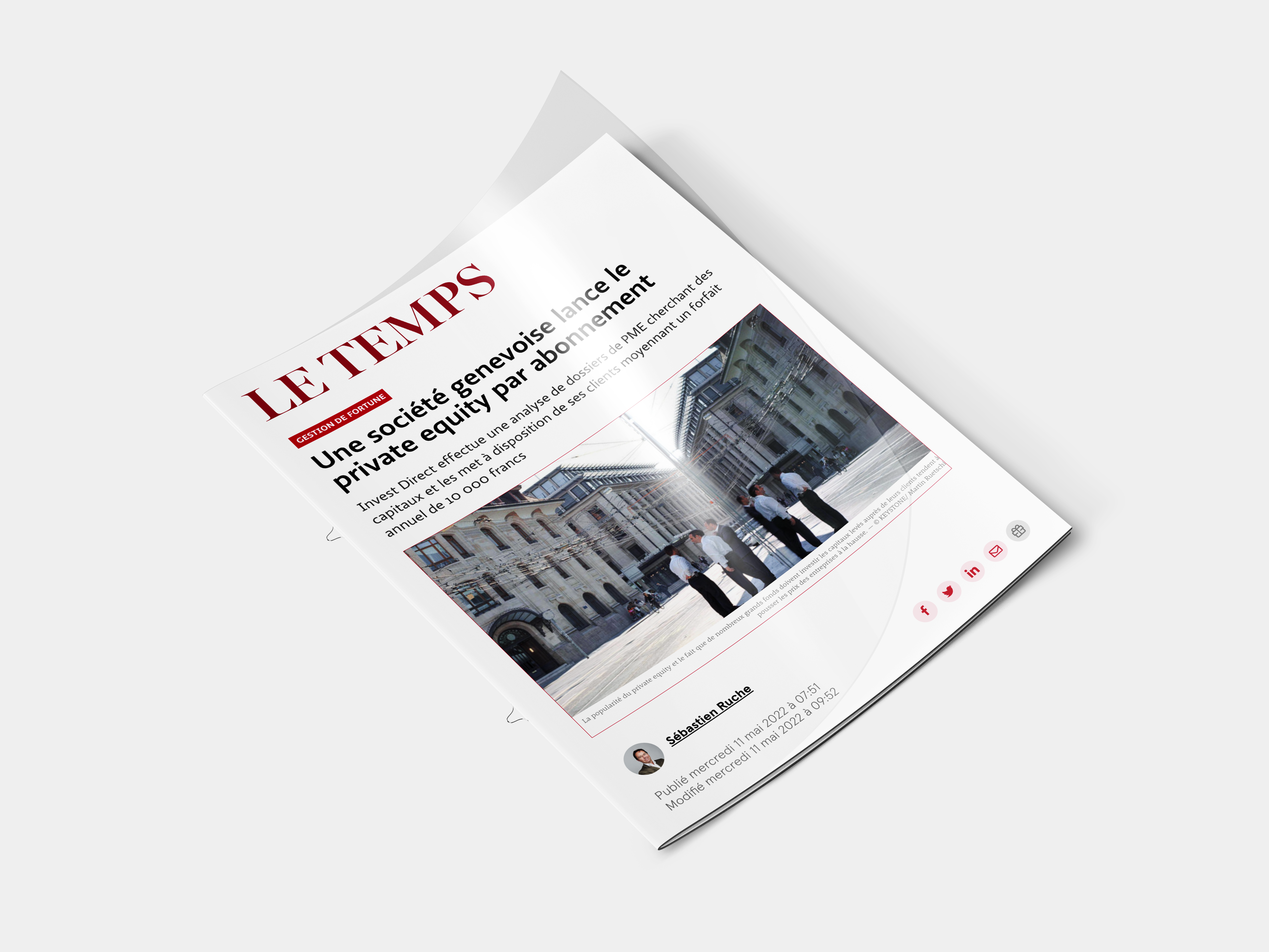 Extrait d'article Le Temps à propos d'INVEST DIRECT